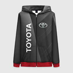 Толстовка на молнии женская Toyota - серая абстракция, цвет: 3D-красный