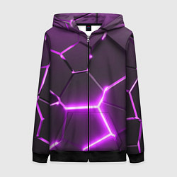 Женская толстовка на молнии Фиолетовые неоновые геометрические плиты