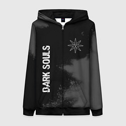 Толстовка на молнии женская Dark Souls glitch на темном фоне: символ и надпись, цвет: 3D-черный