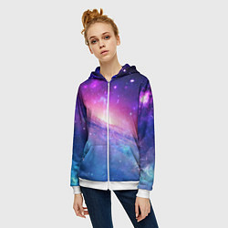 Толстовка на молнии женская Космическая воронка, цвет: 3D-белый — фото 2