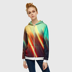Толстовка на молнии женская Яркие размытые полосы, цвет: 3D-белый — фото 2