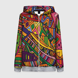 Толстовка на молнии женская Психоделический узор, цвет: 3D-меланж