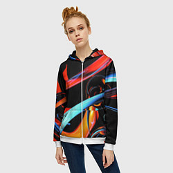 Толстовка на молнии женская Краски и пузыри, цвет: 3D-белый — фото 2