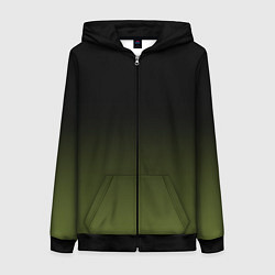 Женская толстовка на молнии Черный и хвойный зеленый градиент