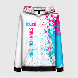 Женская толстовка на молнии Nine Inch Nails neon gradient style: по-вертикали