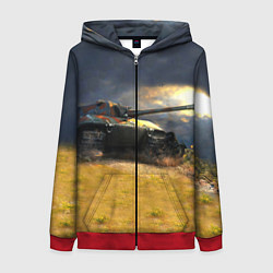 Толстовка на молнии женская Танк Е100, цвет: 3D-красный