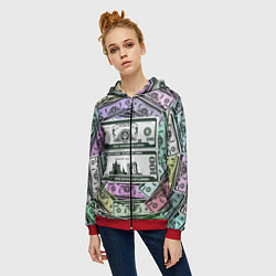Толстовка на молнии женская 100 LOOKS FULL, цвет: 3D-красный — фото 2