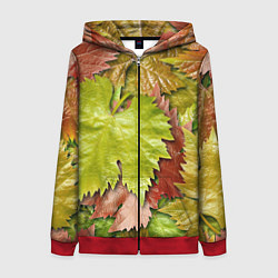 Женская толстовка на молнии Осенние листья клёна - паттерн