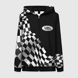 Толстовка на молнии женская Land Rover racing flag, цвет: 3D-черный
