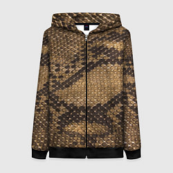 Толстовка на молнии женская Кожа питона - fashion 2028, цвет: 3D-черный
