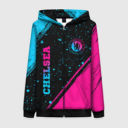 Женская толстовка на молнии Chelsea - neon gradient: надпись, символ