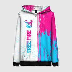 Женская толстовка на молнии Free Fire neon gradient style: по-вертикали