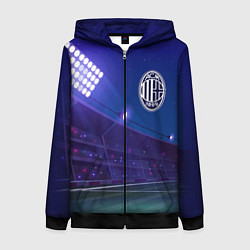 Толстовка на молнии женская AC Milan ночное поле, цвет: 3D-черный