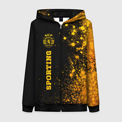 Женская толстовка на молнии Sporting - gold gradient: по-вертикали