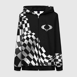 Толстовка на молнии женская SsangYong racing flag, цвет: 3D-черный