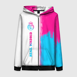 Женская толстовка на молнии Real Madrid neon gradient style: по-вертикали