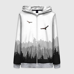 Женская толстовка на молнии Птицы над лесом