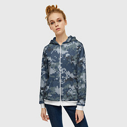 Толстовка на молнии женская Камуфляж Росгвардия цифра, цвет: 3D-белый — фото 2