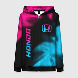 Толстовка на молнии женская Honda - neon gradient: надпись, символ, цвет: 3D-черный