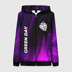 Толстовка на молнии женская Green Day violet plasma, цвет: 3D-черный