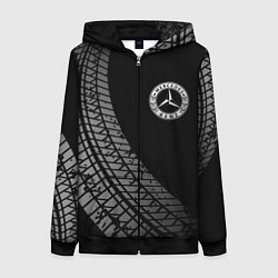 Толстовка на молнии женская Mercedes tire tracks, цвет: 3D-черный