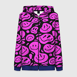 Толстовка на молнии женская Кислотный розовый в смайликах, цвет: 3D-синий