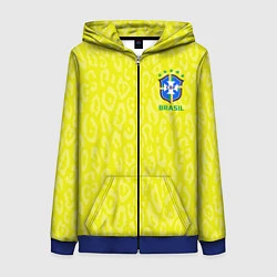 Толстовка на молнии женская Форма сборной Бразилии ЧМ 2022, цвет: 3D-синий