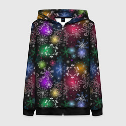 Толстовка на молнии женская Разноцветные узоры, цвет: 3D-черный