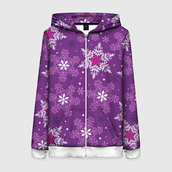 Толстовка на молнии женская Violet snow, цвет: 3D-белый