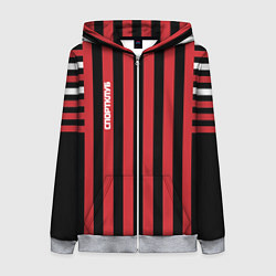 Женская толстовка на молнии Красно черный полосатый узор Спортклуб