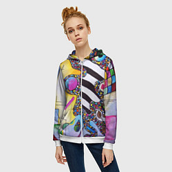 Толстовка на молнии женская Василий Кандинский Абстрактная композиция, цвет: 3D-белый — фото 2