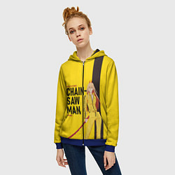 Толстовка на молнии женская Человек-бензопила - Пауэр, цвет: 3D-синий — фото 2