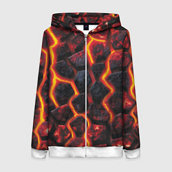 Толстовка на молнии женская Течёт лава, цвет: 3D-белый