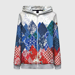 Женская толстовка на молнии Флаг России в стиле пэчворк