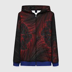 Женская толстовка на молнии Красно - черные текстуры