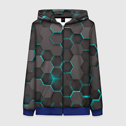 Толстовка на молнии женская Космические грани, цвет: 3D-синий