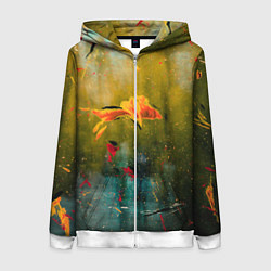 Женская толстовка на молнии Весенне-осенний жёлтый туман и краски