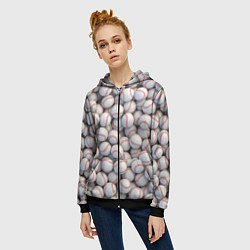 Толстовка на молнии женская Бейсбольные мячи, цвет: 3D-черный — фото 2