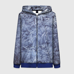 Толстовка на молнии женская Текстура снежинок, цвет: 3D-синий