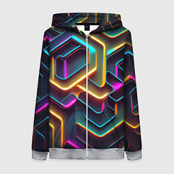 Женская толстовка на молнии Неоновый узор на стене