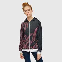 Толстовка на молнии женская Бордовое граффити, цвет: 3D-белый — фото 2