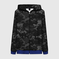 Толстовка на молнии женская Ночной камуфляж, цвет: 3D-синий
