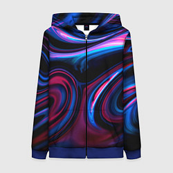 Толстовка на молнии женская Разводы красок и бензина неоновый, цвет: 3D-синий