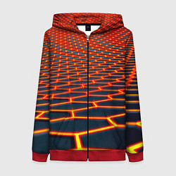 Толстовка на молнии женская Honeycomb yellow cyber, цвет: 3D-красный