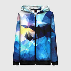 Толстовка на молнии женская Polygon blue abstract collection, цвет: 3D-черный