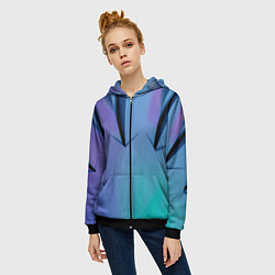 Толстовка на молнии женская Светлые фигуры и листы, цвет: 3D-черный — фото 2