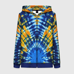 Толстовка на молнии женская Tie dye стиль хиппи, цвет: 3D-синий