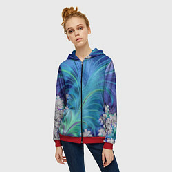 Толстовка на молнии женская Авангардная фрактальная композиция, цвет: 3D-красный — фото 2