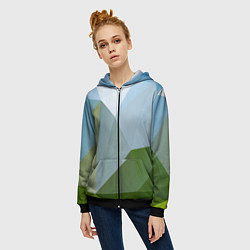Толстовка на молнии женская Геометрические соединения фигур, цвет: 3D-черный — фото 2