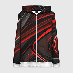 Женская толстовка на молнии Black and red abstract